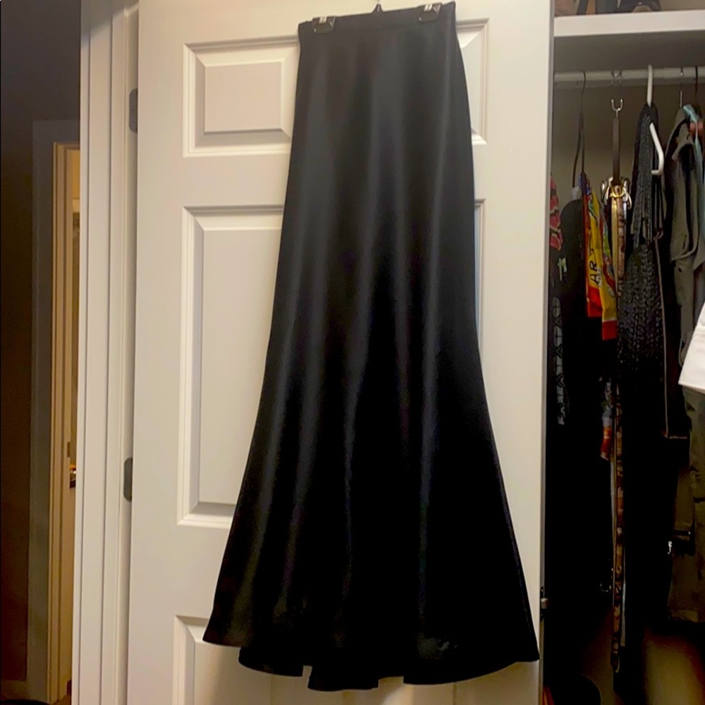 Black silk maxi trumpet skirt